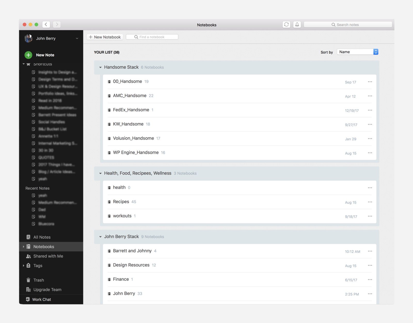 Stacks are a great way to organize notebooks