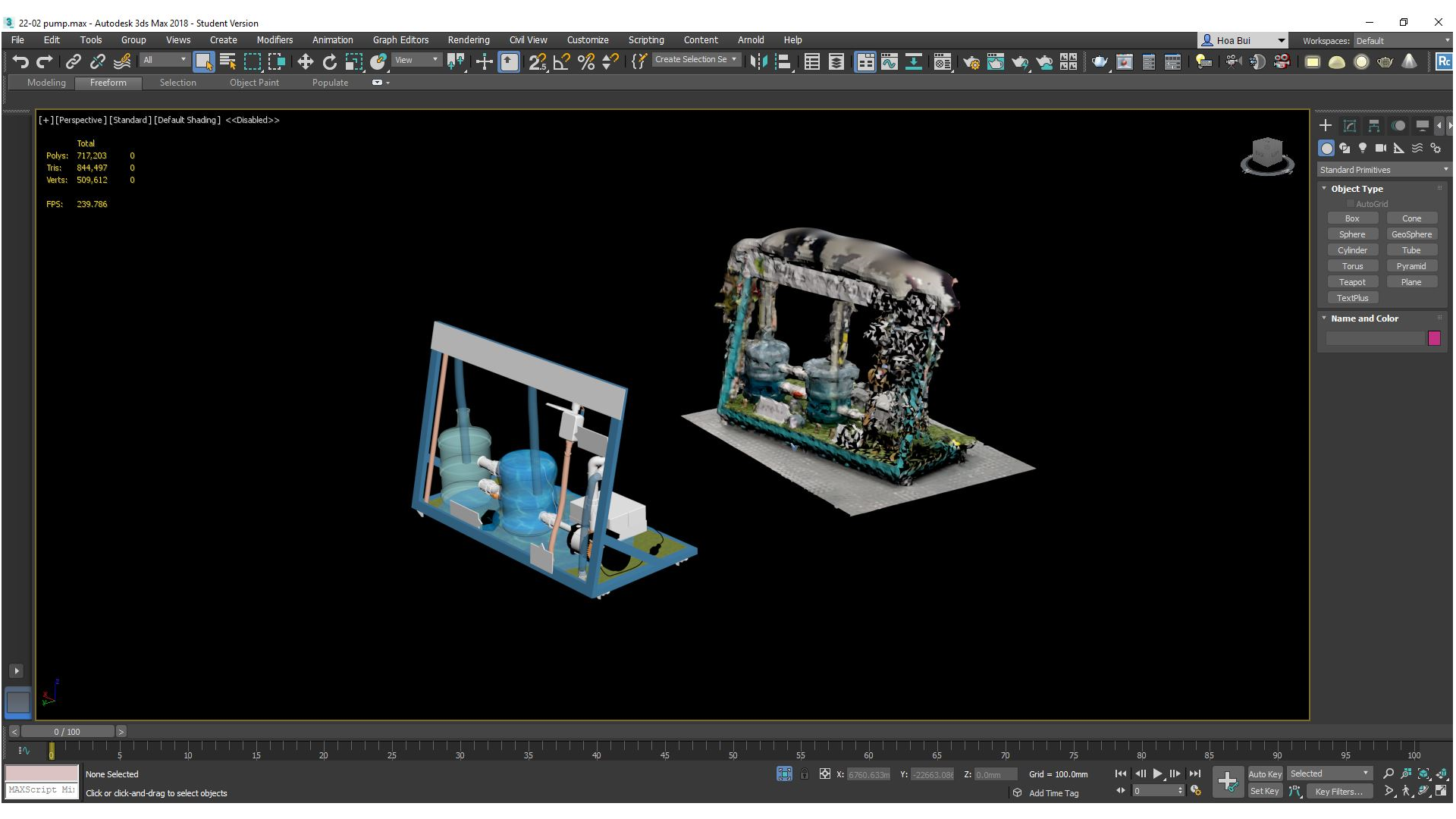 The original mesh from the 3D scan and subsequent completed digitial twin