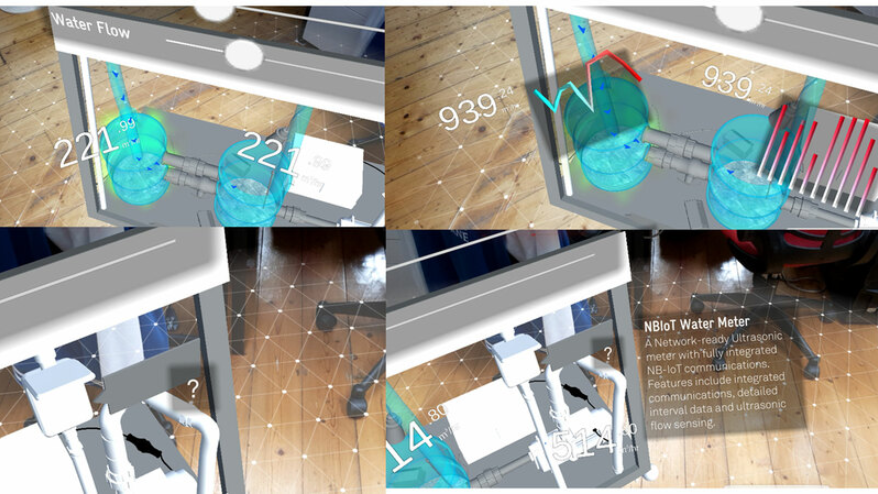 Secondary IoT information shown spatially alongside the relevant pump component