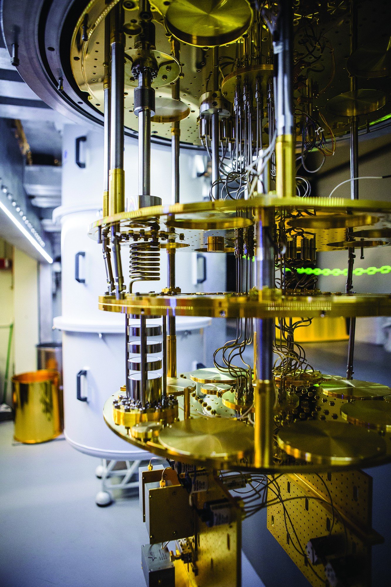 Dilution refrigerators that house superconducting qubit processors. Engineering Quantum Systems