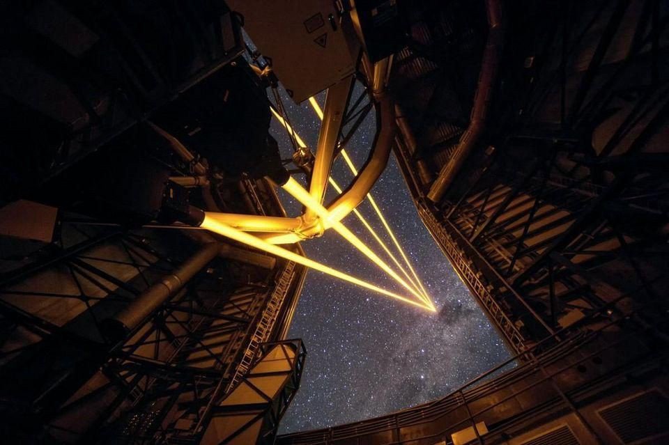 First light, on April 26, 2016, of the 4 Laser Guide Star Facility