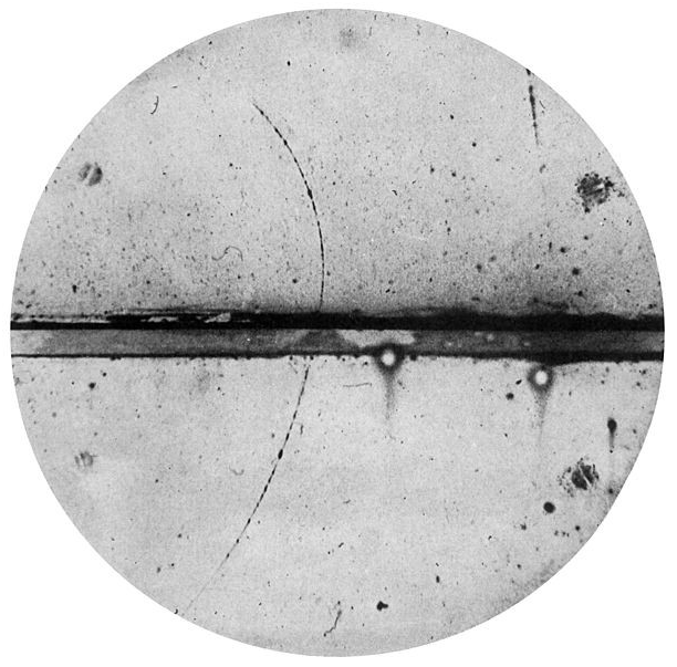 The track of a positron in Anderson’s cloud chamber.