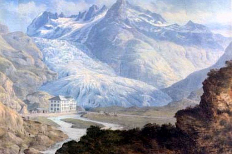 The Rhone Glacier in Switzerland at the end of the Little Ice Age. Source: Konrad Corradi
